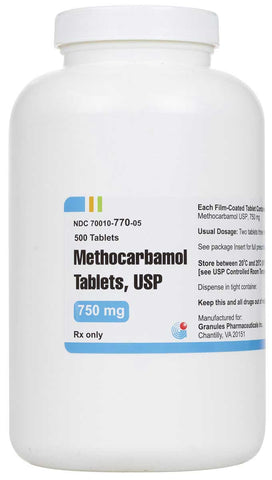 Methocarbamol 750mg Tablets (Select size of 100 tablets or 500 tablets) - Rx item for clients only